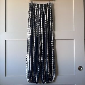 Style Park 1 Women Tie Dye Harem Style Jogger Pants One Size Boho Wide Leg Black
